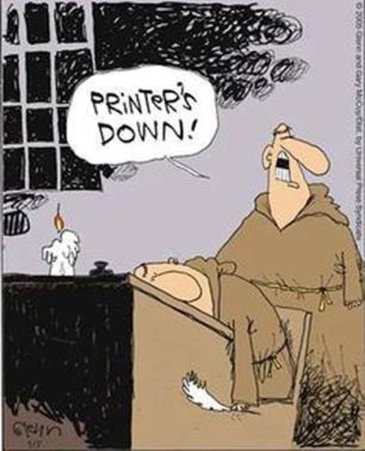 Medieval cartoon about printers.